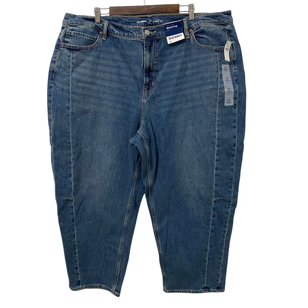 Old Navy High Rise Barrel Leg Ankle Womens Jeans Medium Wash Size 22